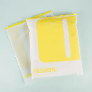 Recyclable Frosted Ziplock Bag Custom Logo Clothing Sock Towel Bikini Packaging Plastic Bag Zipper Bags With Your Own Logo
