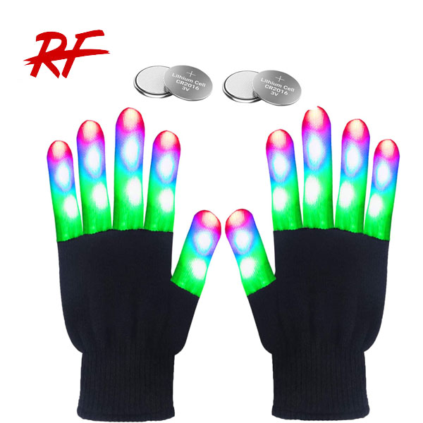 Перчатки с подсветкой для вечеринки, разноцветные светодиодные перчатки с подсветкой пальцами