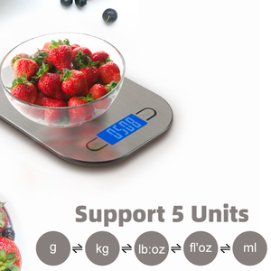 เครื่องชั่งน้ำหนักอิเล็กทรอนิคส์สแตนเลสสตีลมีไฟแบล็คไลท์จอแสดงผล LCD เครื่องชั่งอาหารดิจิทัลสำหรับใช้ในครัวแบตเตอรี่ความแม่นยำสูง - Product Image 6