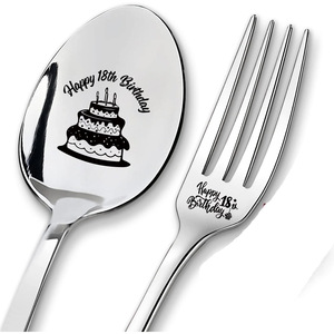 Juego de Cuchillo, Tenedor y Cuchara de Acero Inoxidable, <span class=keywords><strong>Regalo</strong></span> Promocional en Oferta, Grabado Láser, <span class=keywords><strong>Regalo</strong></span> de <span class=keywords><strong>Cumpleaños</strong></span> para Edades de 16 a <span class=keywords><strong>50</strong></span> Años - Product Image 1