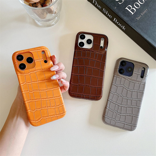 Business Premium Texture Luxury Crocodile Leather Shockproof Phone Case for iPhone 17 16 15 14 13 Pro Max Back Phone Cover Capa