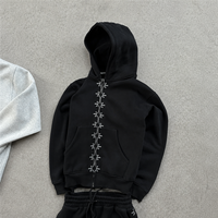 Ensemble deux pièces personnalisé pour homme : sweat à capuche court respirant avec broderie étoile et pantalon de survêtement large délavé à l'acide, avec logo personnalisé sur le devant (OEM/ODM)