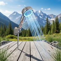 Robinet de douche mural moderne à LED changeant de couleur, écologique, à haute pression, économiseur d'eau, avec perles filtrantes et contrôle de la température