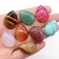 1 pièce 18x25mm Face de bague en cristal naturel en forme de goutte d'eau, Agate rouge et Améthyste, pour la fabrication de bijoux et accessoires de bague DIY