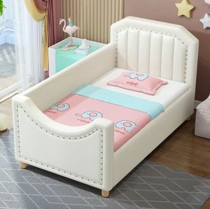 Letto singolo in legno massello con bordo avvolto morbido di grandi <span class=keywords><strong>dimensioni</strong></span> principessa Guardrail per bambini culla letto Splicing piccolo bambino e bambino - Product Image 1