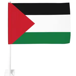 Penjualan terlaris kustom 12X18 inci dua sisi luar ruangan dan plastik tiang bendera Palestina bendera jendela mobil