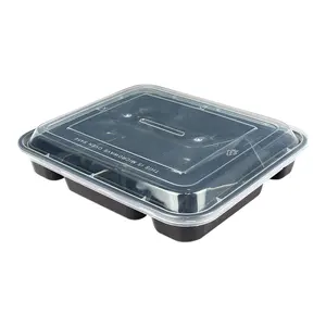 กล่องอาหารกลางวัน5ช่องกล่องพลาสติกสำหรับใส่อาหารไมโครเวฟเป็นมิตรต่อสิ่งแวดล้อมแบบใช้แล้วทิ้ง
