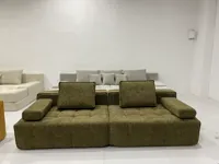 Canapé modulaire trois places compressé sous vide, design italien droit, revêtement en tissu de luxe, rembourrage intégral en éponge sans armature, pour entrepôt et hôtel
