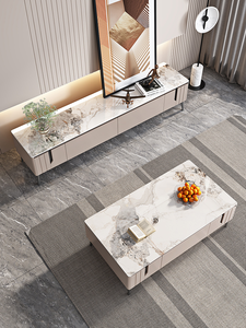 Set meja kopi dan dudukan <span class=keywords><strong>Tv</strong></span>, desain Modern ruang tamu kayu Nordik - Product Image 2