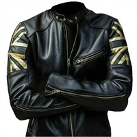 Veste en cuir pour homme avec logo de marque moderne, col montant, couleur unie, décontractée, imperméable, respirante, état neuf, fiable