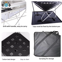 Poêle à bois pliable portable, barbecue extérieur pliable en acier inoxydable et en fer, barbecue au charbon de bois, foyer de camping