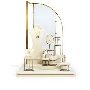 Exhibiciones de joyería de estilo caliente para ferias comerciales Conjunto de exhibición de joyería de microfibra personalizado Soporte de joyería marrón - Product Image 2