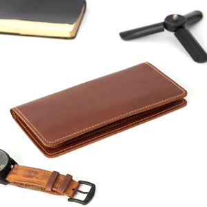 Unisex Brown <b>Long</b> Travel <b>Wallet</b> Genuine Leather Stone Pattern RFID Protection Card Holder Fold Closure - Product Image 4