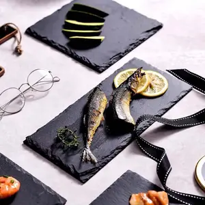Wholesale Slate Dinner Plate Kitchen Table Decor Cheese Board Tray Custom Anti-Slip Placemats Dining