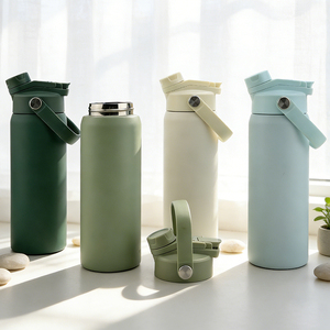 Bouteille d'eau isotherme en acier inoxydable à double paroi de 24 oz, personnalisée, pour le sport, la gym et les voyages, avec couvercle 2-en-1 à paille et bec verseur - Product Image 1