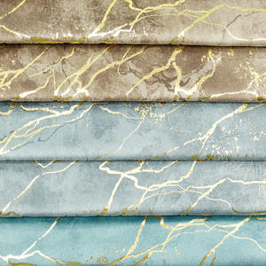 Produsen Kain Pelapis Mewah Rolay 100% Poliester Bergaris dengan Cetakan Foil Emas Kain Beludru untuk Gorden - Product Image 4