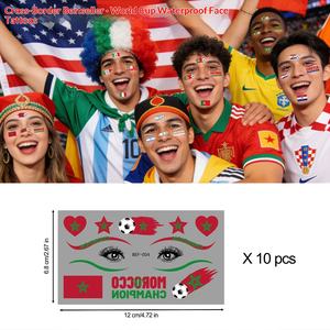 Autocollants de <span class=keywords><strong>tatouage</strong></span> temporaire effet <span class=keywords><strong>tatouage</strong></span> éphémère pour le Tournoi de football 2026, 10 feuilles, Tatouages temporaires pleine face à motif drapeau pour les fans et les supporters - Product Image 6