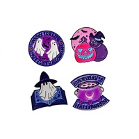 Lot de broches émaillées rondes phosphorescentes en métal, motif chauves-souris fantômes, pour vêtements, sacs, cadeaux