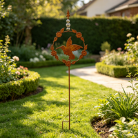 Fourniture d'usine : Décoration de jardin extérieure artistique en métal rouillé, tourne-vent colibri sur piquet