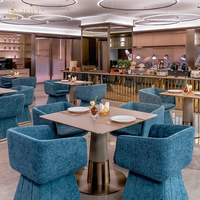 Ensemble de meubles de restaurant en cuir carré de luxe pour hôtel, café, bar, design commercial, tout en un