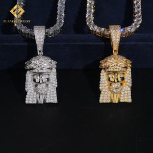 Pendentif Jésus en argent sterling 925 avec diamants, nouveau design tendance, testeur de diamants, glacé, moissanite - Product Image 1