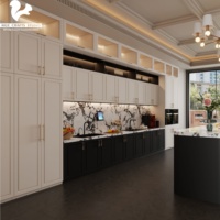 Meuble de cuisine moderne Aige avec îlot, armoire de rangement Vallid, placard de cuisine en MDF, ensemble complet de meubles américains