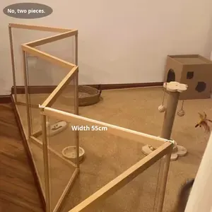 Kandang Anjing Kayu Solid Akrilik Kecil Transparan untuk Dalam Ruangan, Pagar Rumah Ruang Tamu, Grosir Rumah Hewan Peliharaan, Fitur Isolasi Tombol - Product Image 6