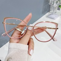 Gafas Ópticas Metálicas de Moda Lucky Eyewear, Montura de Ojo de Gato para Mujer, Anti Luz Azul, Gafas de Diseño