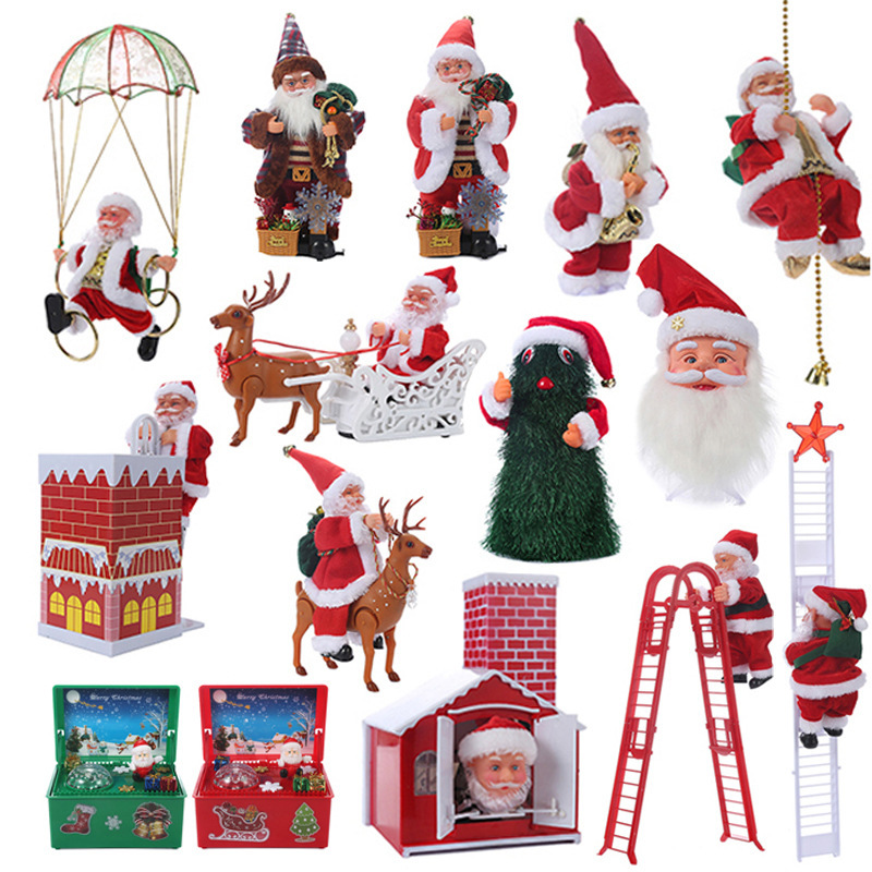 Christmas Toys Santa Climbing on Ladder