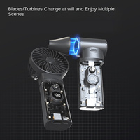 Ventilador turbo portátil de mano 2 en 1 para exteriores con motor sin escobillas de alta velocidad de 100000 RPM y soplador de polvo potente de 10000 mAh