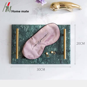 Plateau en marbre vert nouvelle tendance, Restaurant de luxe, 30x20cm, avec poignée de couleur or, offre spéciale - Product Image 2