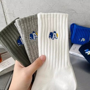 Athletic <b>Socks</b> Cotton Blend Anti-Bacterial Sweat Absorbing For <b>Running</b> Daily Use Solid Color Long Sport <b>Socks</b> - Product Image 1
