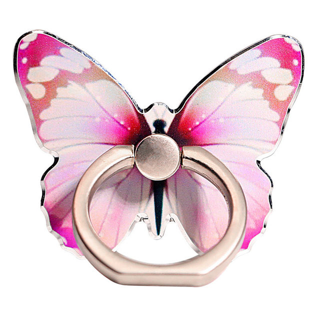 360° Rotating Grip Loop Cute Butterfly Patterned Phone Ring Stand Holder Metal Finger Stand Kickstand Butterfly Phone Ring Stand