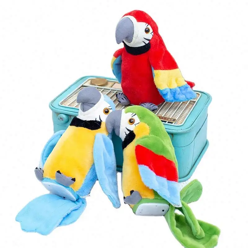 최신 반복 말하는 박제 장난감 전자 시뮬레이션 동물 말하는 앵무새 플러시 장난감