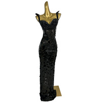 Robe longue de soirée formelle scintillante effet diamant pour femme, coupe ajustée, idéale pour anniversaire, célébration, concours de beauté, soirée club