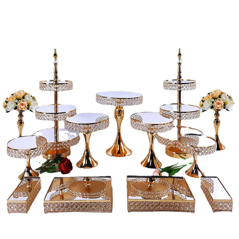 3 Tier Cup Cupcakes Gold Metal Display Plate holder Cake Stand Set for Cakes Wedding Party Decoração Evento Sobremesa Mesa