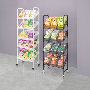 Customized 5 Tier Supermarket Mall Vegetable Fruit Snacks Drinks Storage White Metal Display Rack - Product Image 4