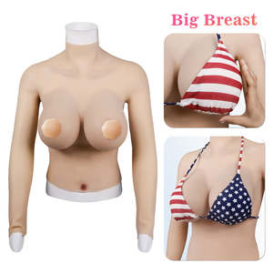 Combinaison avec forme de seins en silicone avec bras et pantalon pénétrable à moitié pour les transgenres travestis - Product Image 5