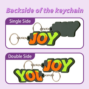 Porte-clés personnalisables en PVC, couleur macaron, pendentifs en caoutchouc souple, texte inspirant, cadeaux créatifs pour souvenirs, vente en gros - Product Image 2