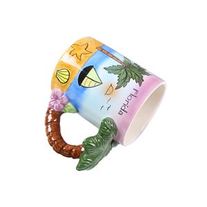 Venta al por mayor SeaScape pintura gruesa Taza <span class=keywords><strong>de</strong></span> cerámica personalizable Florida paisaje recuerdo arcilla Material café accesorio <span class=keywords><strong>para</strong></span> regalos - Product Image 3