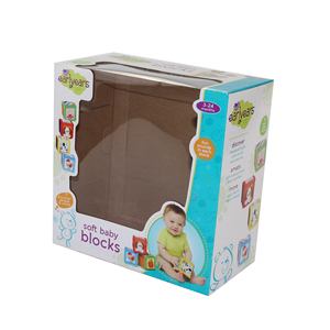 批发定制牛皮纸文件夹零售玩具柜台展示儿童毛绒玩具包装盒透明窗软质婴儿积木 - Product Image 3