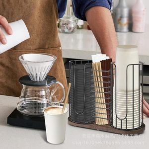 Disposable Paper Cup Holder Wrought Iron Storage Rack Desktop Organizer Multipurpose Standing Type Rectangle Shape - Product Image 3