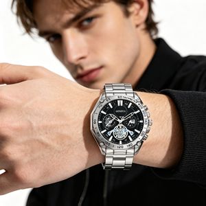 <span class=keywords><strong>Orologio</strong></span> <span class=keywords><strong>da</strong></span> <span class=keywords><strong>Polso</strong></span> <span class=keywords><strong>da</strong></span> Uomo di Lusso 2026 con Quadrante Grande, Multifunzione, Calendario, Stile Business, Cinturino in Lega, Movimento al Quarzo, Lancette Eco-Friendly - Product Image 2