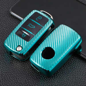 Funda Protectora de Fibra de Carbono TPU para Llaves de Coche Volkswagen Sagitar PASSAT CC Polo Skoda <span class=keywords><strong>VW</strong></span>, Llavero, Accesorio para Bolsa - Product Image 5