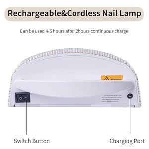 Rechargeable Gel Nail Dryer <b>with</b> Handle Nail Art Manicure Tools for Home and Salon 48W Cordless UV LED Nail <b>Lamp</b>, - Product Image 3