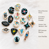 Breloques Pendentifs Peintes à la Main, Animaux Colorés, Art Abstrait, Fournitures de Fabrication de Bijoux DIY, Cadeau pour Elle, Accessoires Artistiques