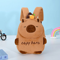 Sac à dos unisexe en coton avec fermeture éclair, motif capybara de dessin animé mignon, en peluche, vente en gros