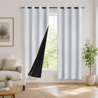 Rideaux occultants isolants perforés à œillets, couleur unie, en polyester, pour chambre, salon, hôtel, 132x214cm