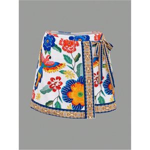 Ensemble de bikini 3 pièces pour femmes, imprimé floral tropical, maillot de bain triangle à bretelles, avec jupe de plage enveloppante - Product Image 5