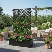 Jardinière moderne noire en aluminium avec motif diamant gravé au laser, design étanche, écran d'intimité, pour vente en gros